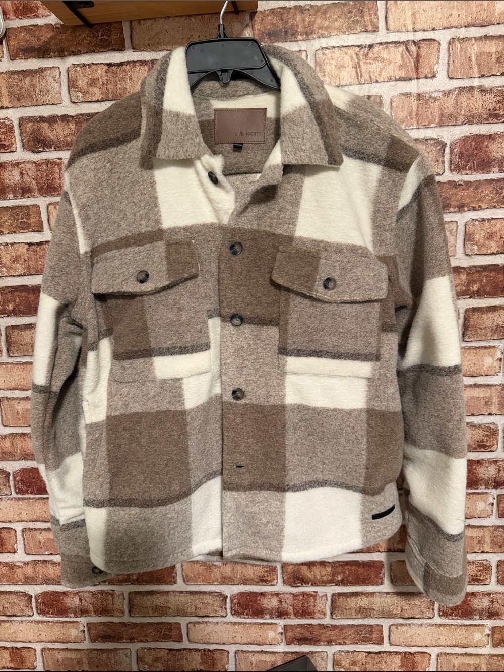 Cozy Plaid Lightweight Shacket in Taupe & Cream - Modern Casual Layer